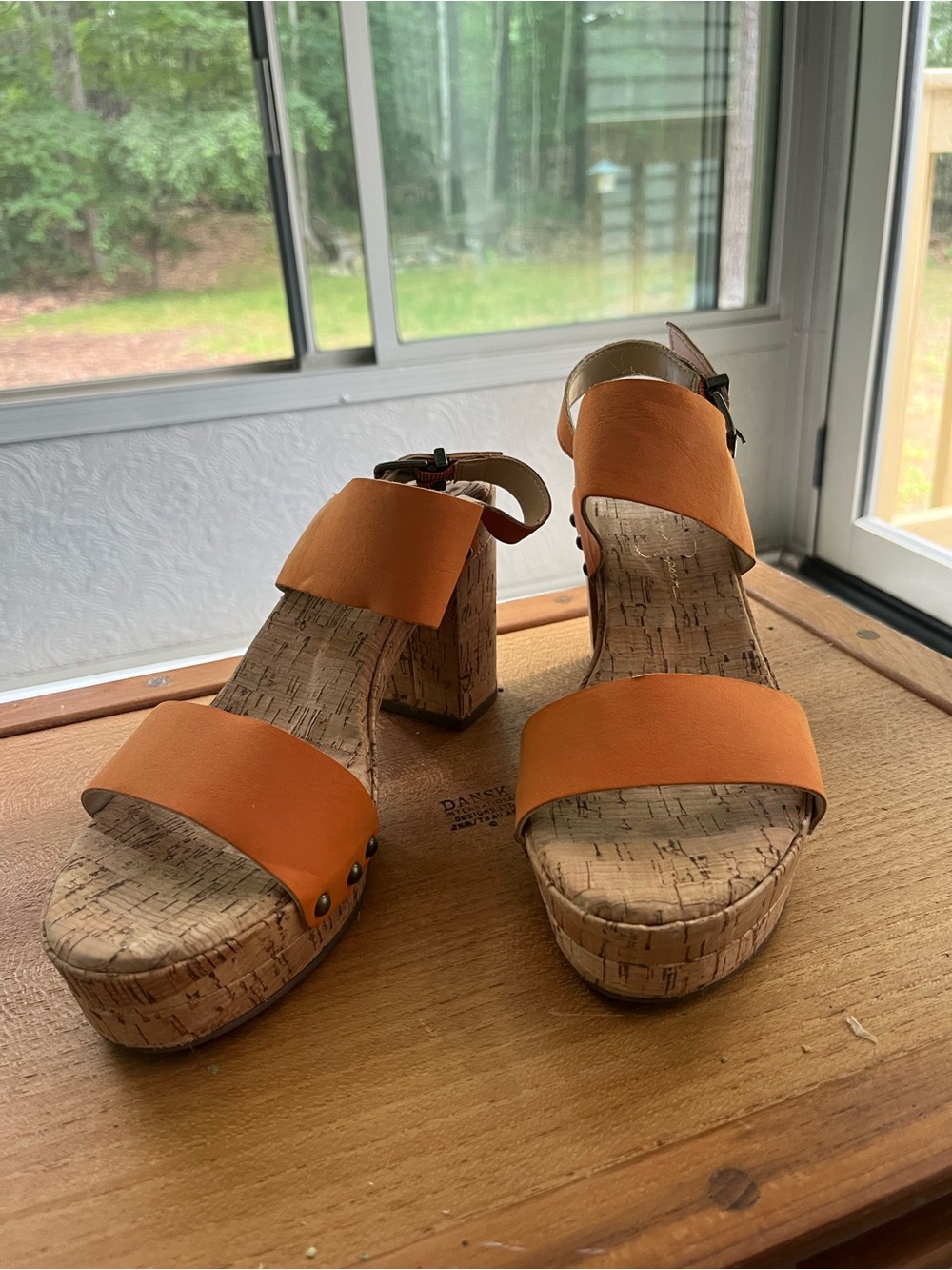 Jessica Simpson Orange Cork Platform Block Heel Sandals